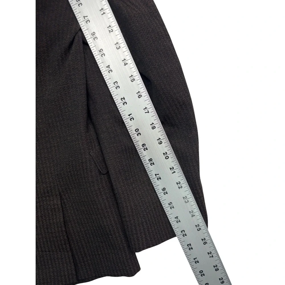 vtg 60s Bespoke 40R 32x30 Brown Stripe 2pc Pant Suit Wool Pleated High Waisted